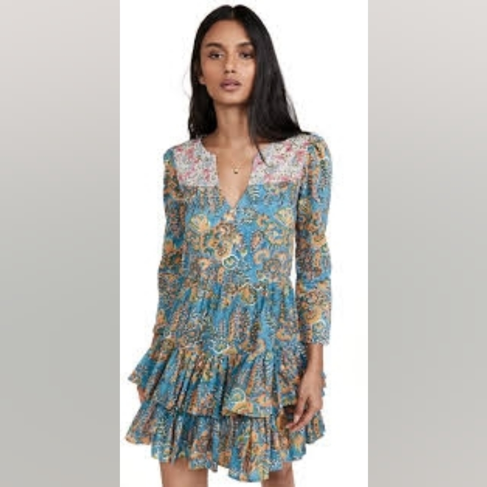 Alix Of Bohemia Turquoise and Mustard Paisley Mini Dress